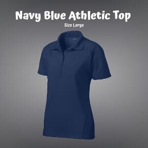 Ladies Navy Blue Sport-Tek Dry Mesh Active Pro Polo Shirt Top Size Large